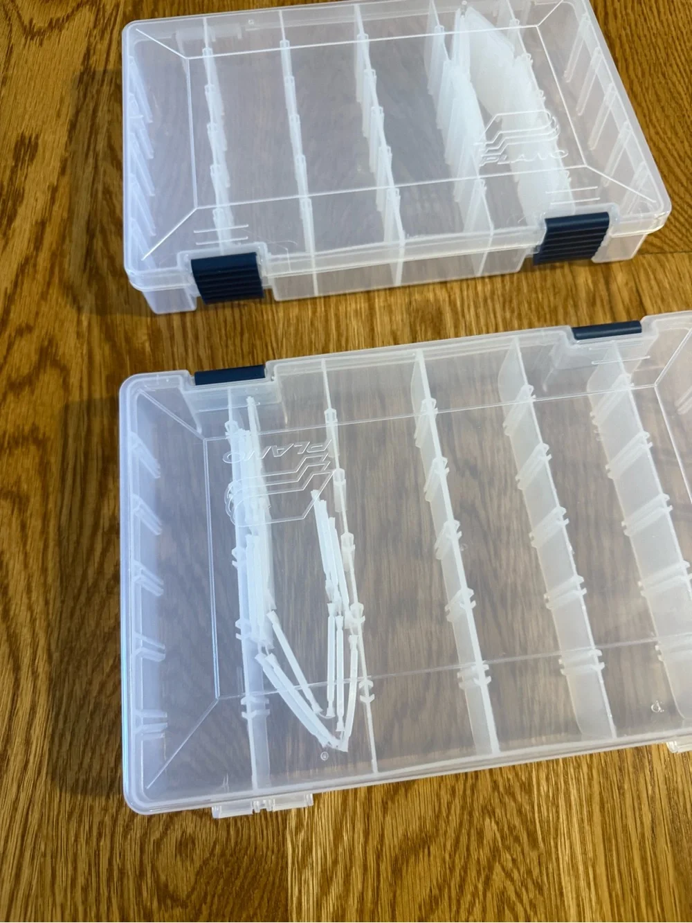 Clear Plastic Storage Organizer Box with Navy Latches - 2 Pack
